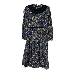 Pascal Women's 90s Dress Ruffle Mock Neck Floral Size XS Mermaids